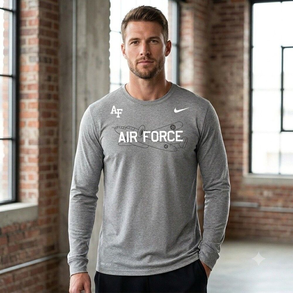 Nike Dri Fit Air Force Falcons Legend Shirt Heather Gray Rivalry Plane Mens 2XL